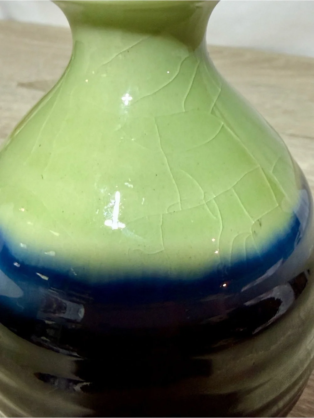 Kotobuki Japanese Mini Ikebana Vase Ceramic, vibrant green, blue, and black